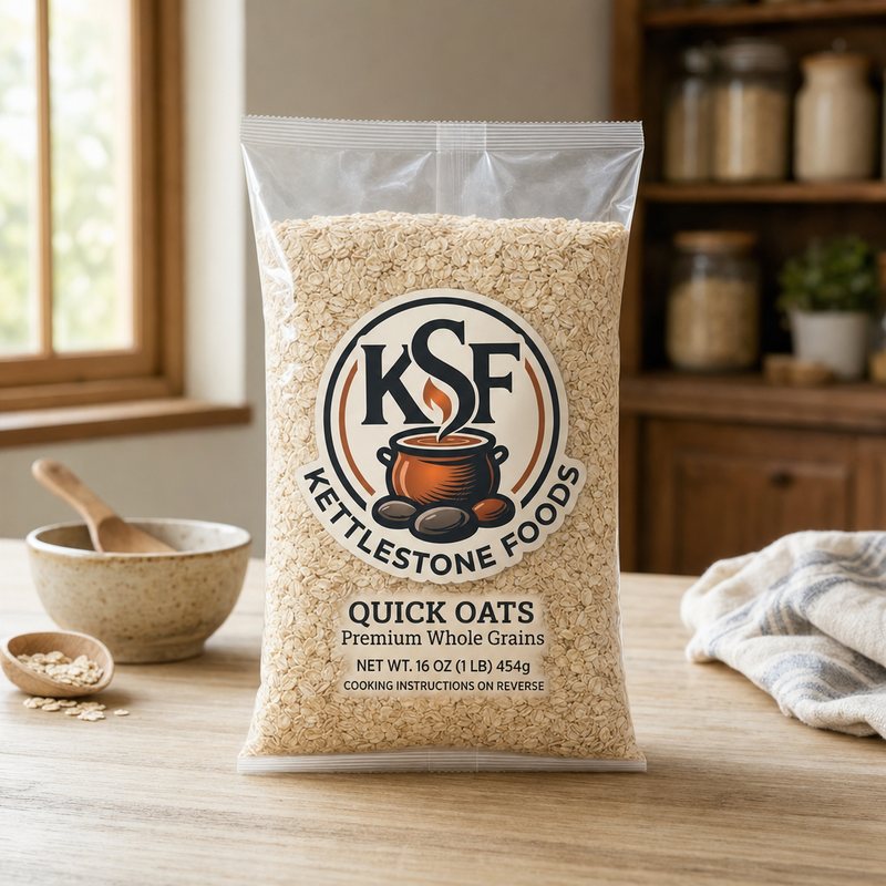 KettleStone Foods quick oats in retail packaging