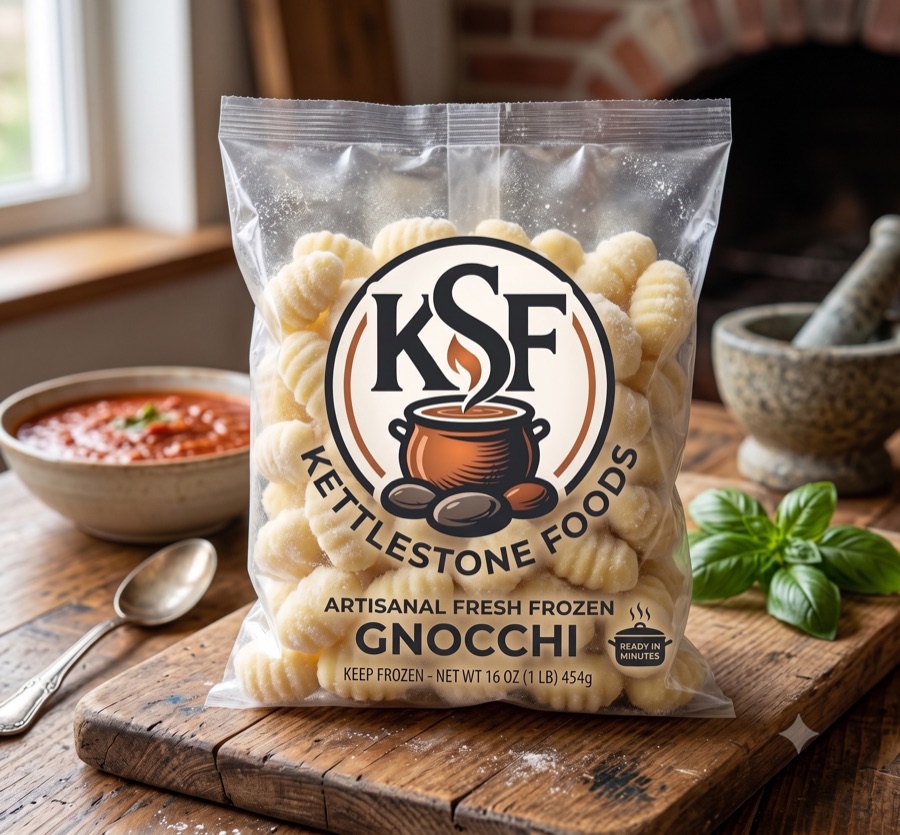 KettleStone Foods dumplings in retail packaging