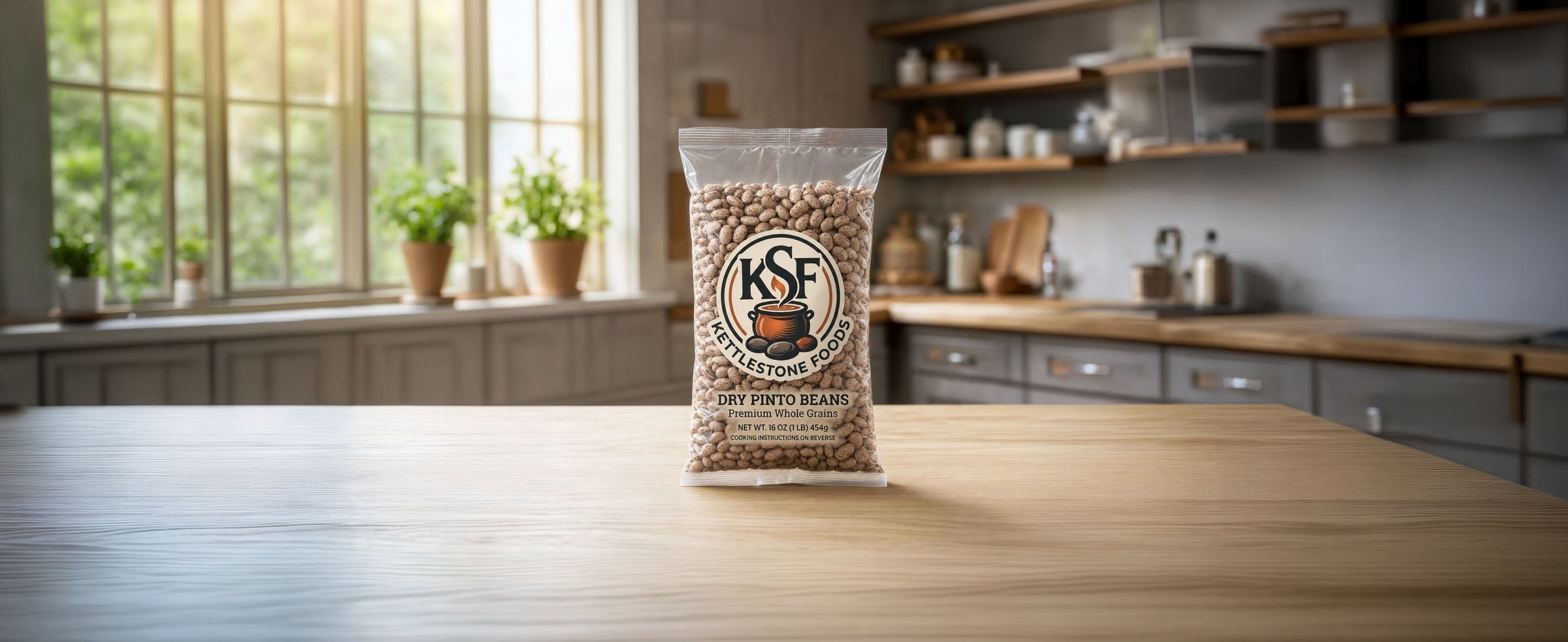 KettleStone Foods dry pinto beans in 16 oz retail packaging