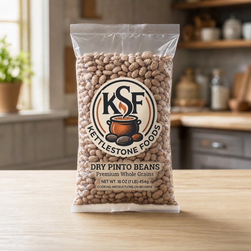 Dry packaged beans in KettleStone Foods packaging
