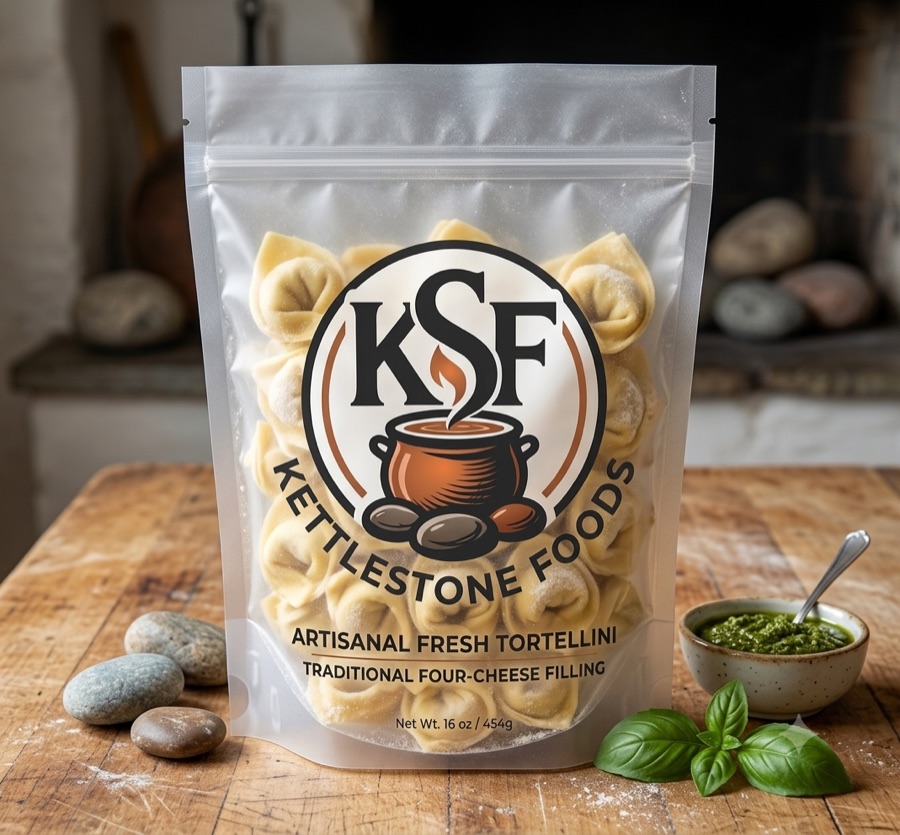 KettleStone Foods tortellini in retail packaging
